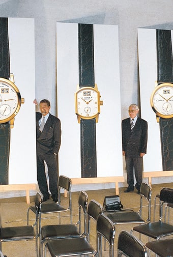 Günter Blümlein, Walter Lange und Hartmut Knothe bei der ersten Präsentation im Dresdner Residenzschloss am 24. Oktober 1994.