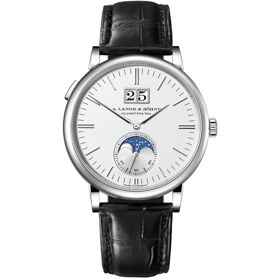 A. Lange & Söhne Saxonia Moon Phase — Silver, White Gold