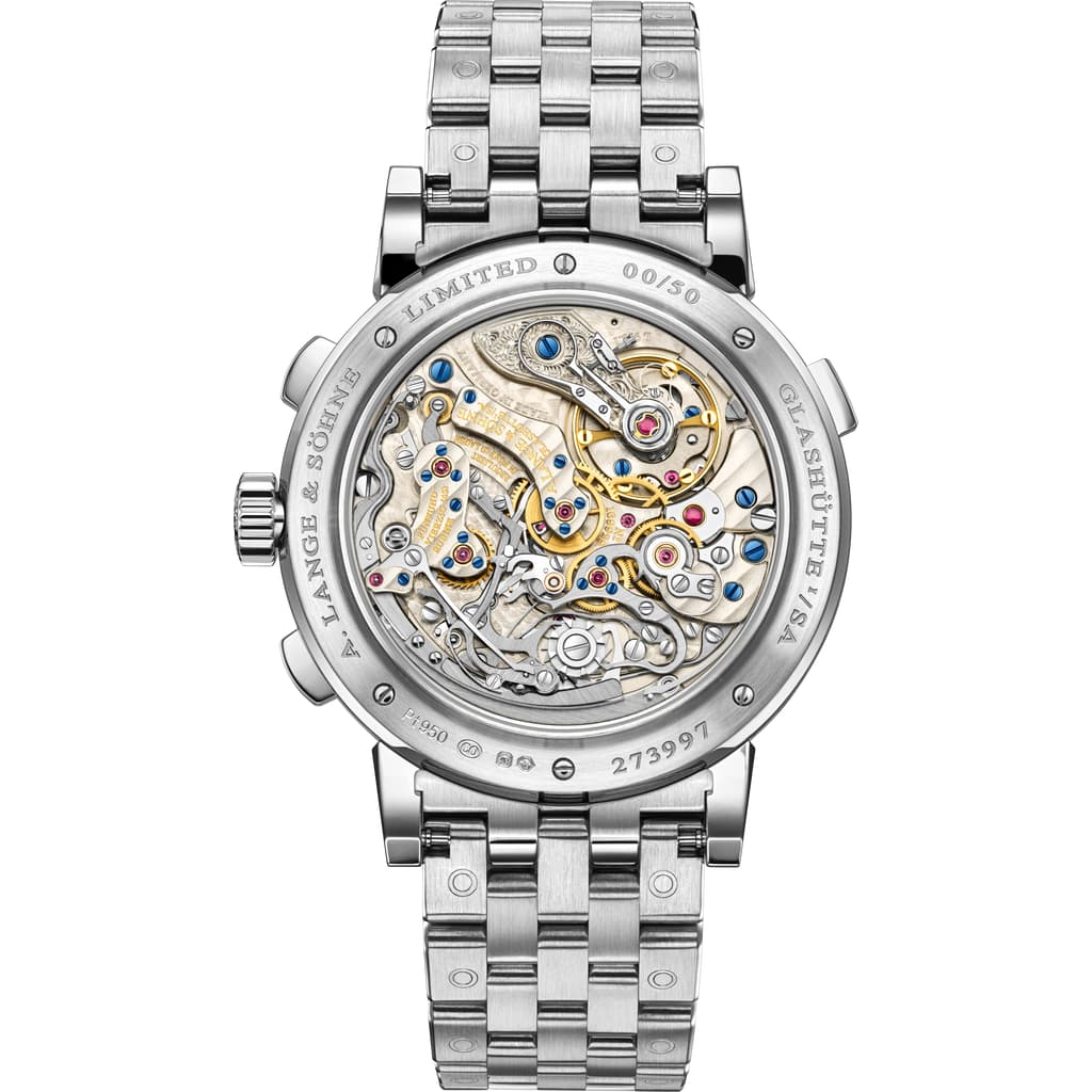 Caseback and movement view of the A. Lange & Söhne Datograph Perpetual ref. 410.136E