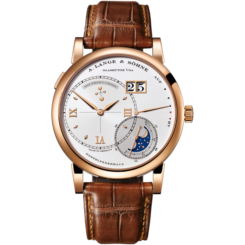 Front side of GRAND LANGE 1 “Luna Mundi/Southern Cross”  in 750 pink gold, reference 119.032