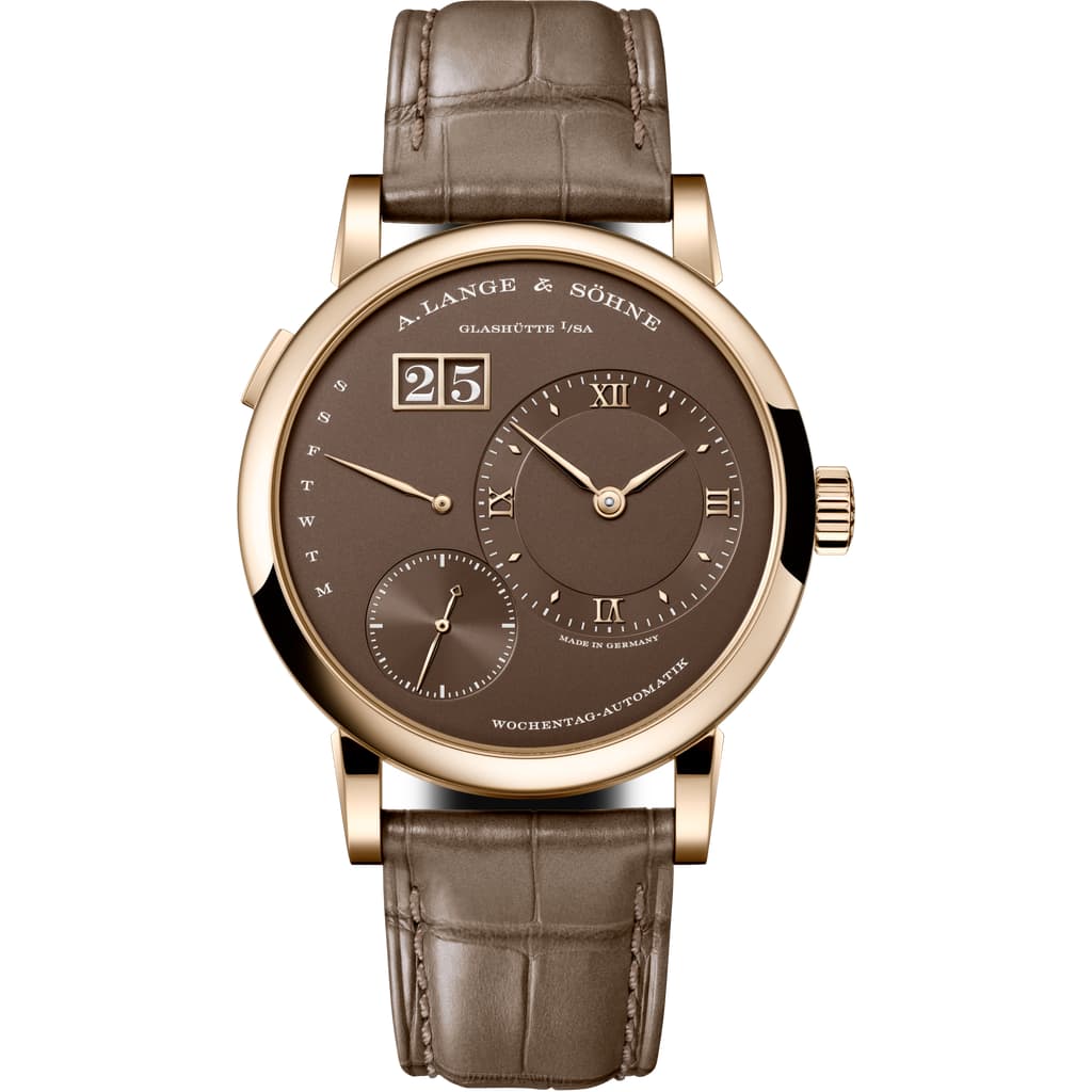 Face avant LANGE 1 DAYMATIC HONEYGOLD en HONEYGOLD® 750/1000, référence 320.050