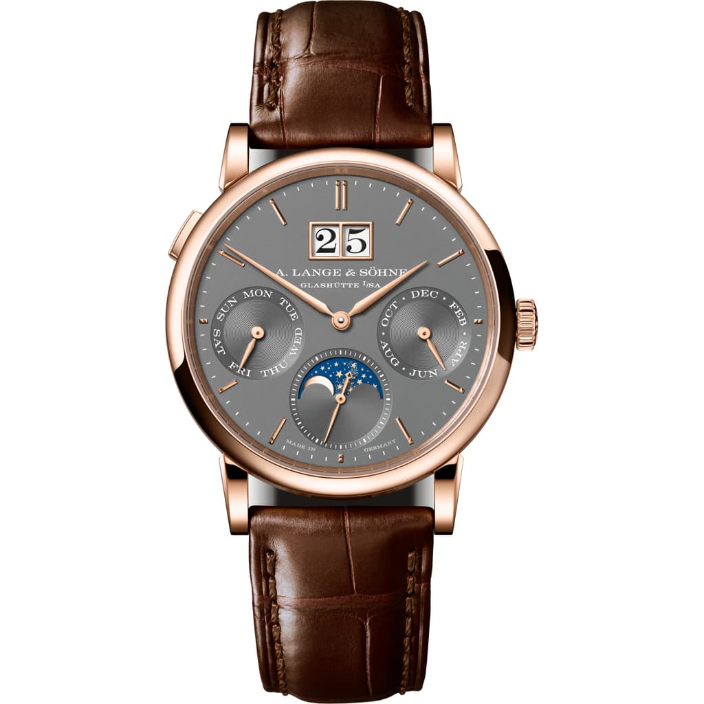 Front side of SAXONIA ANNUAL CALENDAR in 750 pink gold, reference 331.033 E