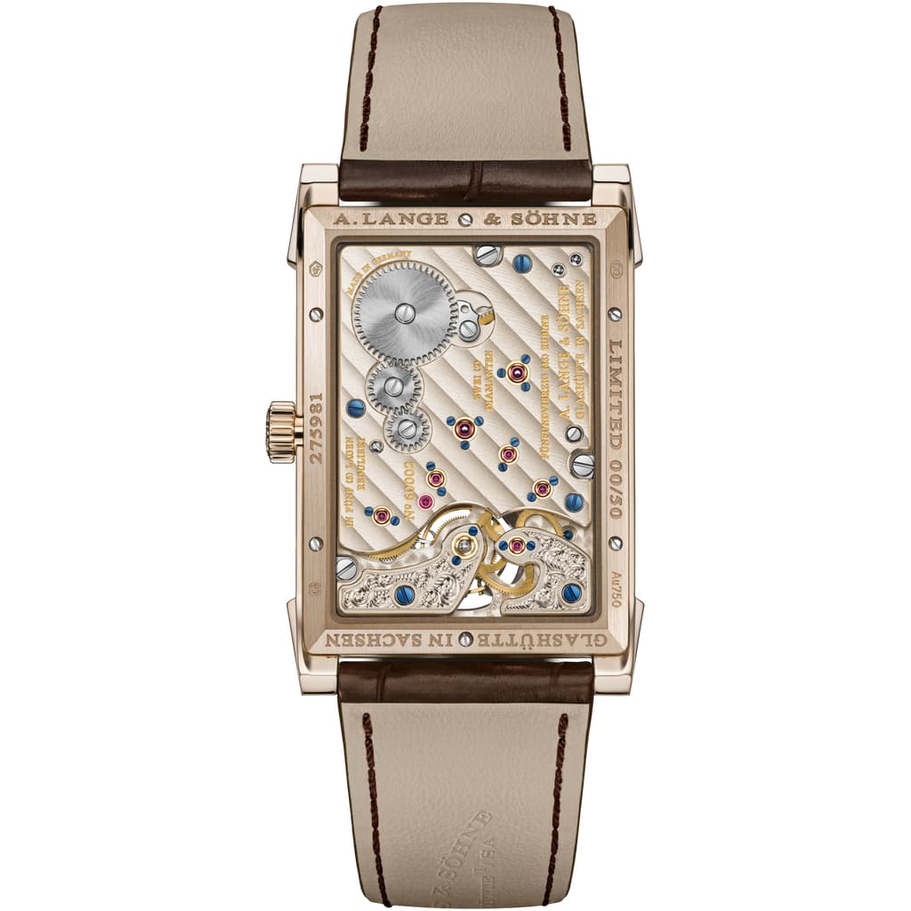 Back side of CABARET TOURBILLON HONEYGOLD in 750 HONEYGOLD®, reference 703.050