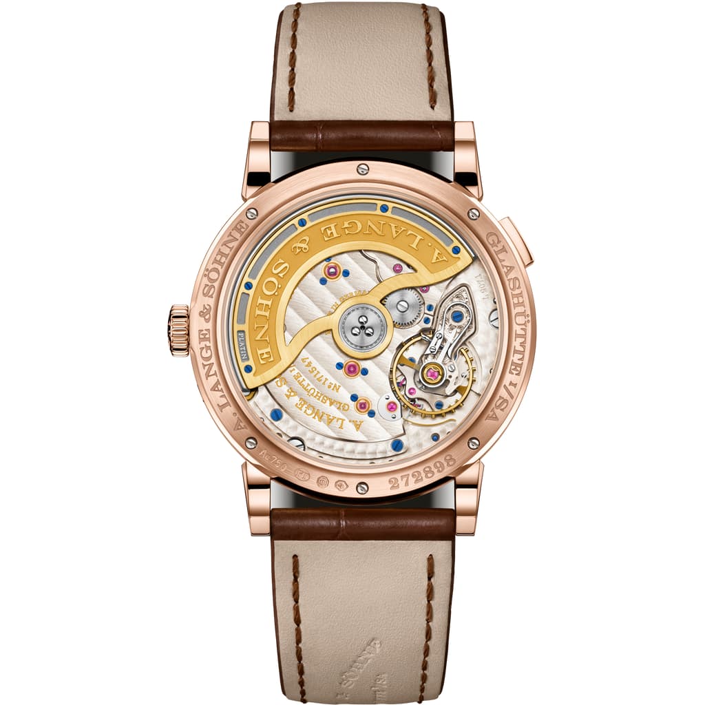 Back side of SAXONIA ANNUAL CALENDAR in 750 pink gold, reference 331.033 E