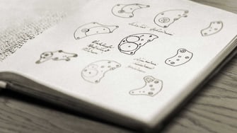 دفتر ملاحظات فرديناند أدولف لانغيه مع رسومات تخطيطية لصفيحة الثلاثة أرباع